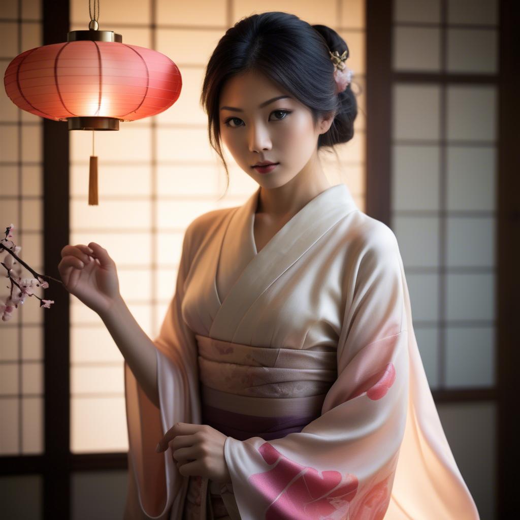 A stunning image of japanese beauty in soft silk lighting.
