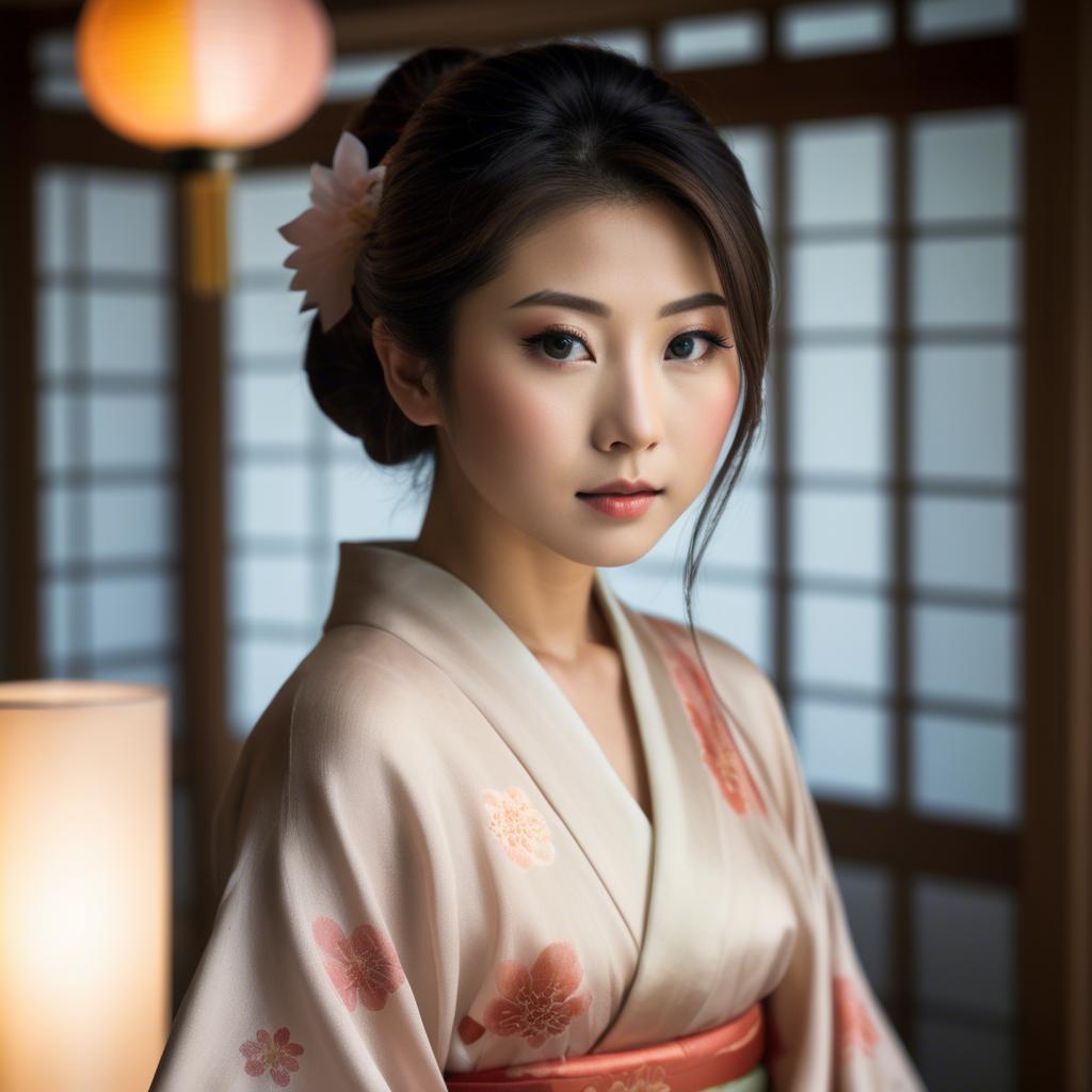 A stunning image of japanese beauty in soft silk lighting.
