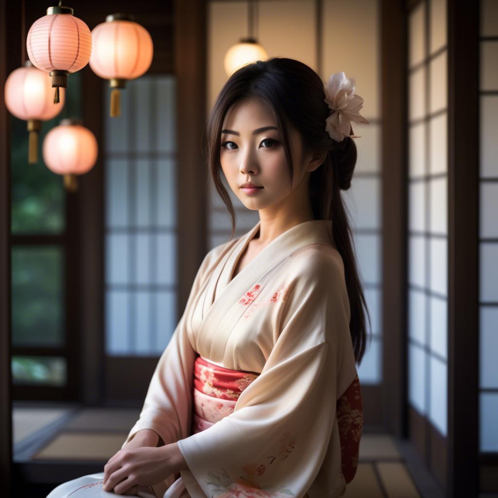 A stunning image of japanese beauty in soft silk lighting.