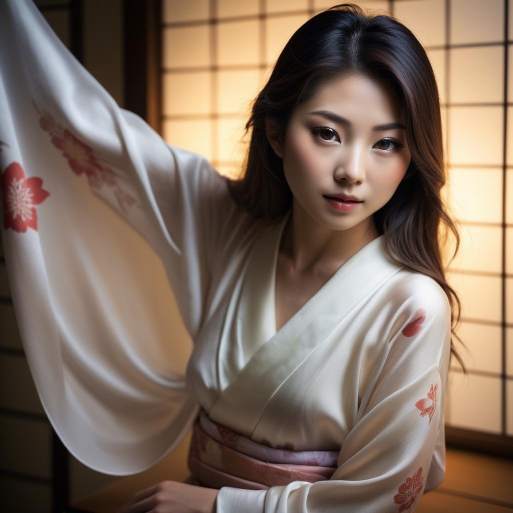 A stunning image of japanese beauty in soft silk lighting.