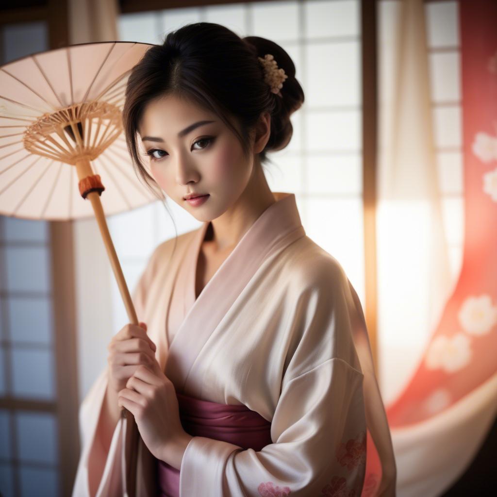 A stunning image of japanese beauty in soft silk lighting.