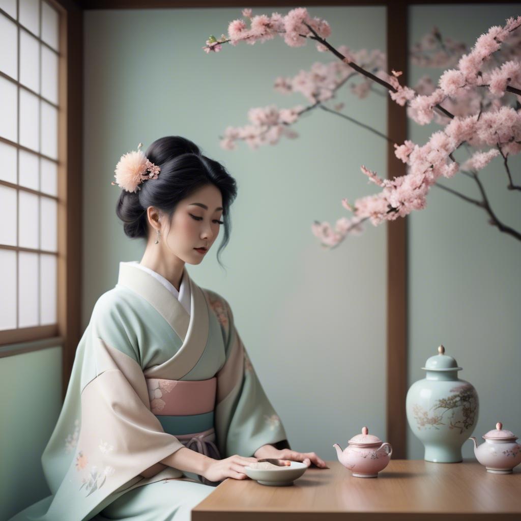A stunning image of japanese elegance in soft pastel tones.
