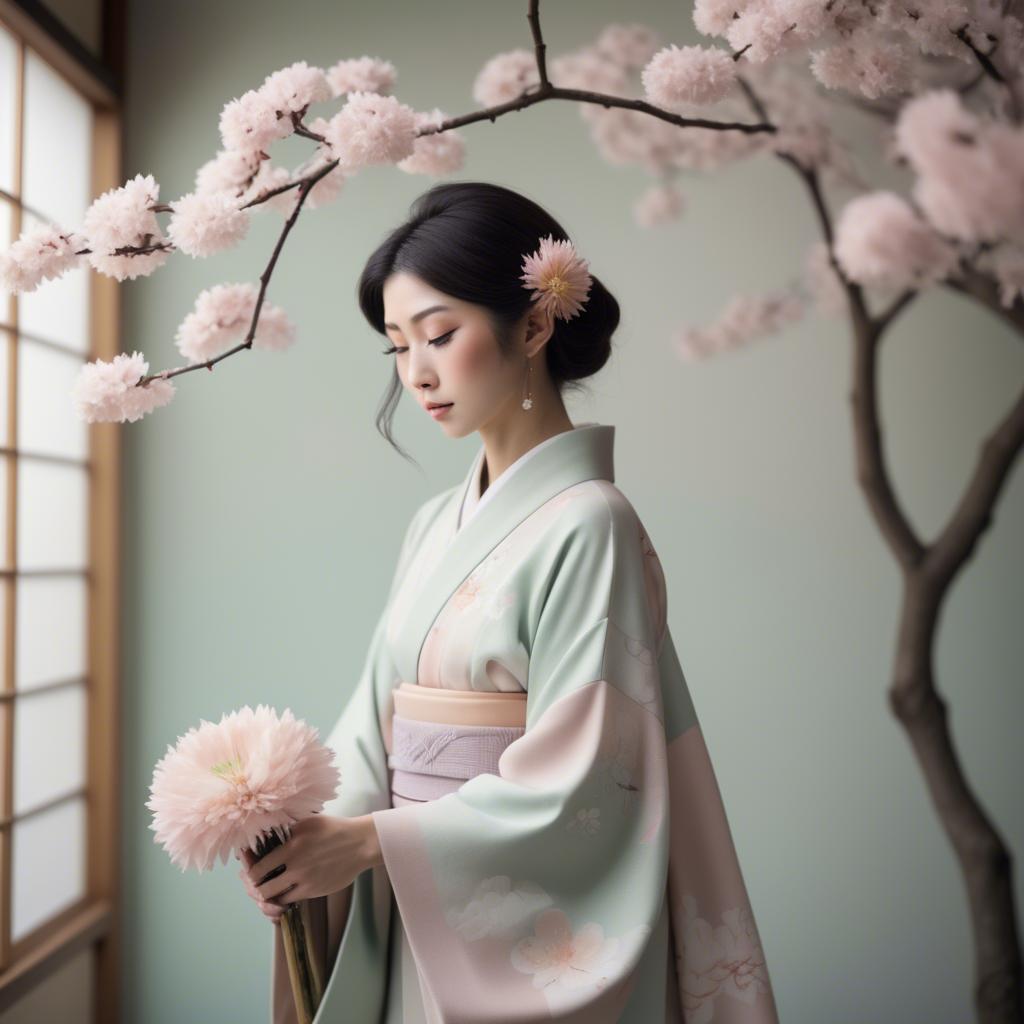 A stunning image of japanese elegance in soft pastel tones.