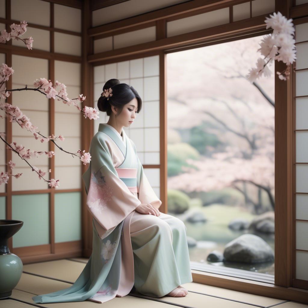 A stunning image of japanese elegance in soft pastel tones.