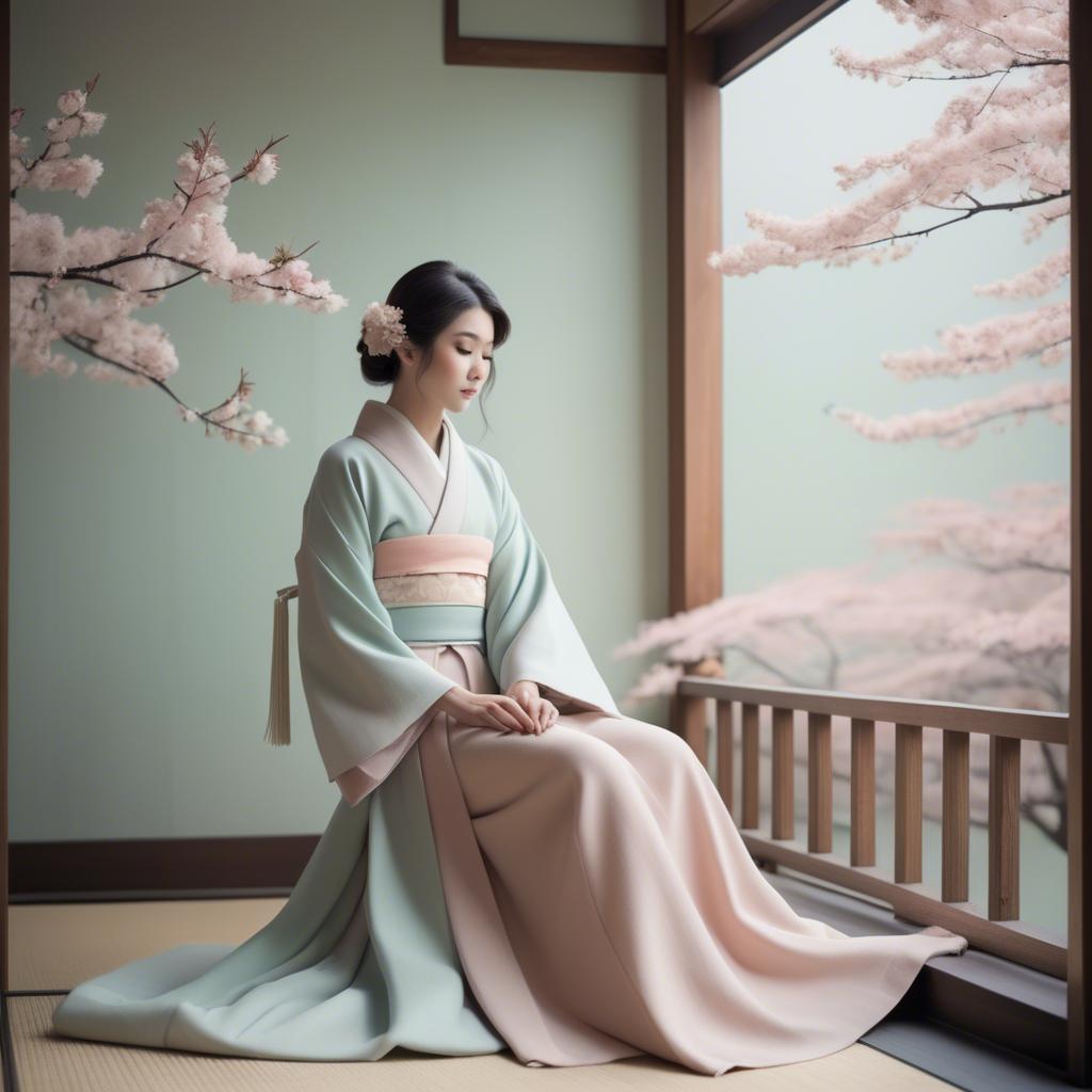 A stunning image of japanese elegance in soft pastel tones.
