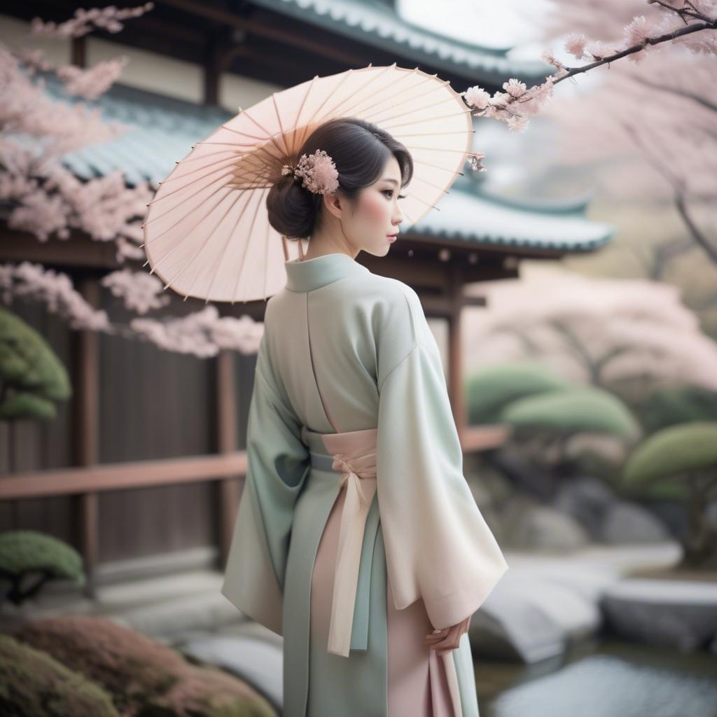 A stunning image of japanese elegance in soft pastel tones.