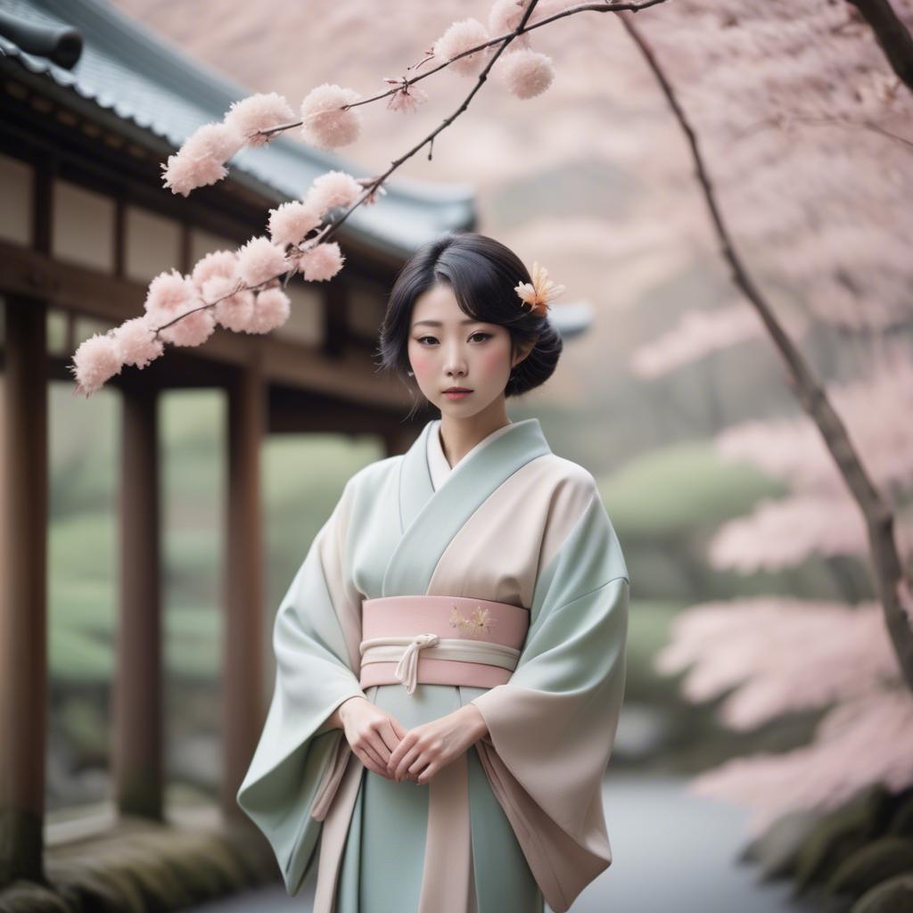 A stunning image of japanese elegance in soft pastel tones.