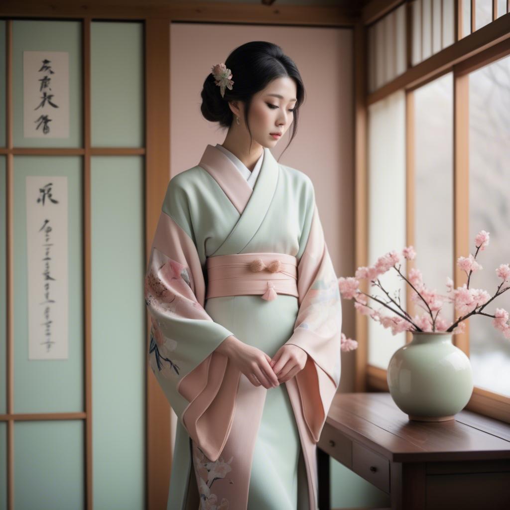 A stunning image of japanese elegance in soft pastel tones.