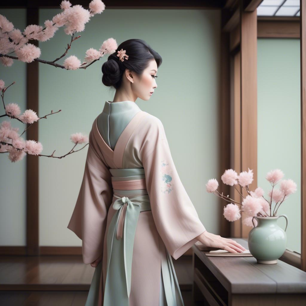 A stunning image of japanese elegance in soft pastel tones.
