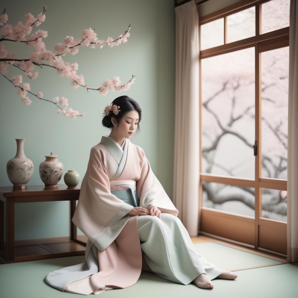 A stunning image of japanese elegance in soft pastel tones.