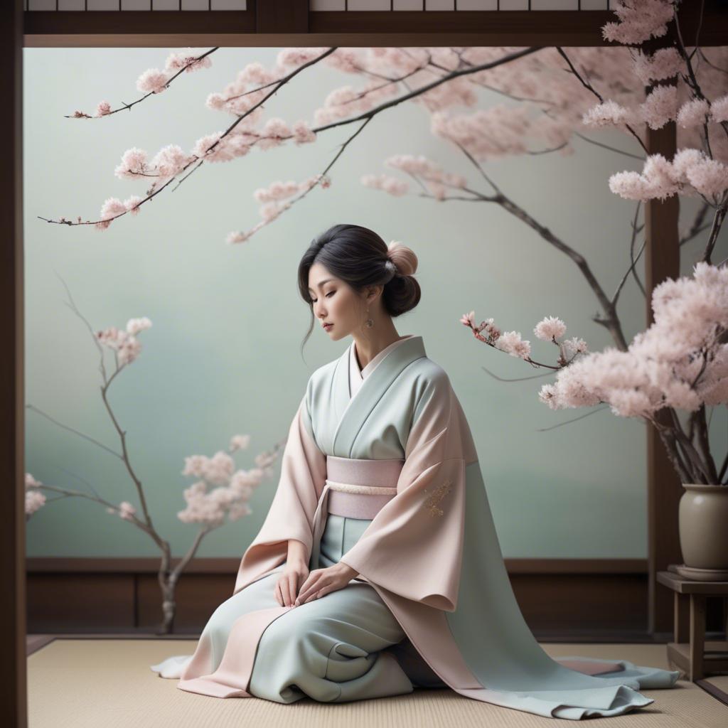 A stunning image of japanese elegance in soft pastel tones.