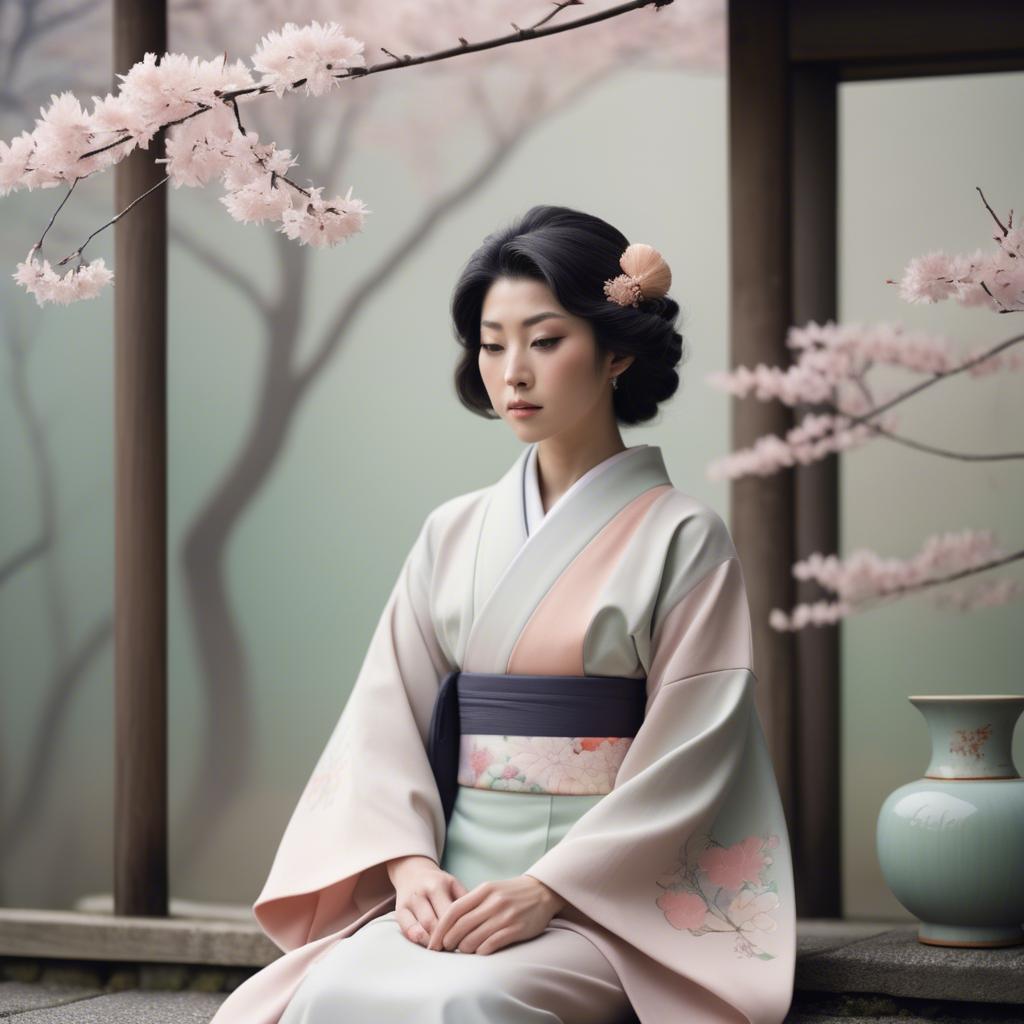 A stunning image of japanese elegance in soft pastel tones.