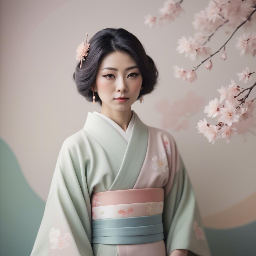 A stunning image of japanese elegance in soft pastel tones.