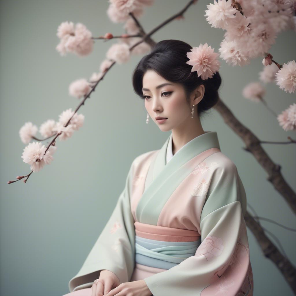A stunning image of japanese elegance in soft pastel tones.