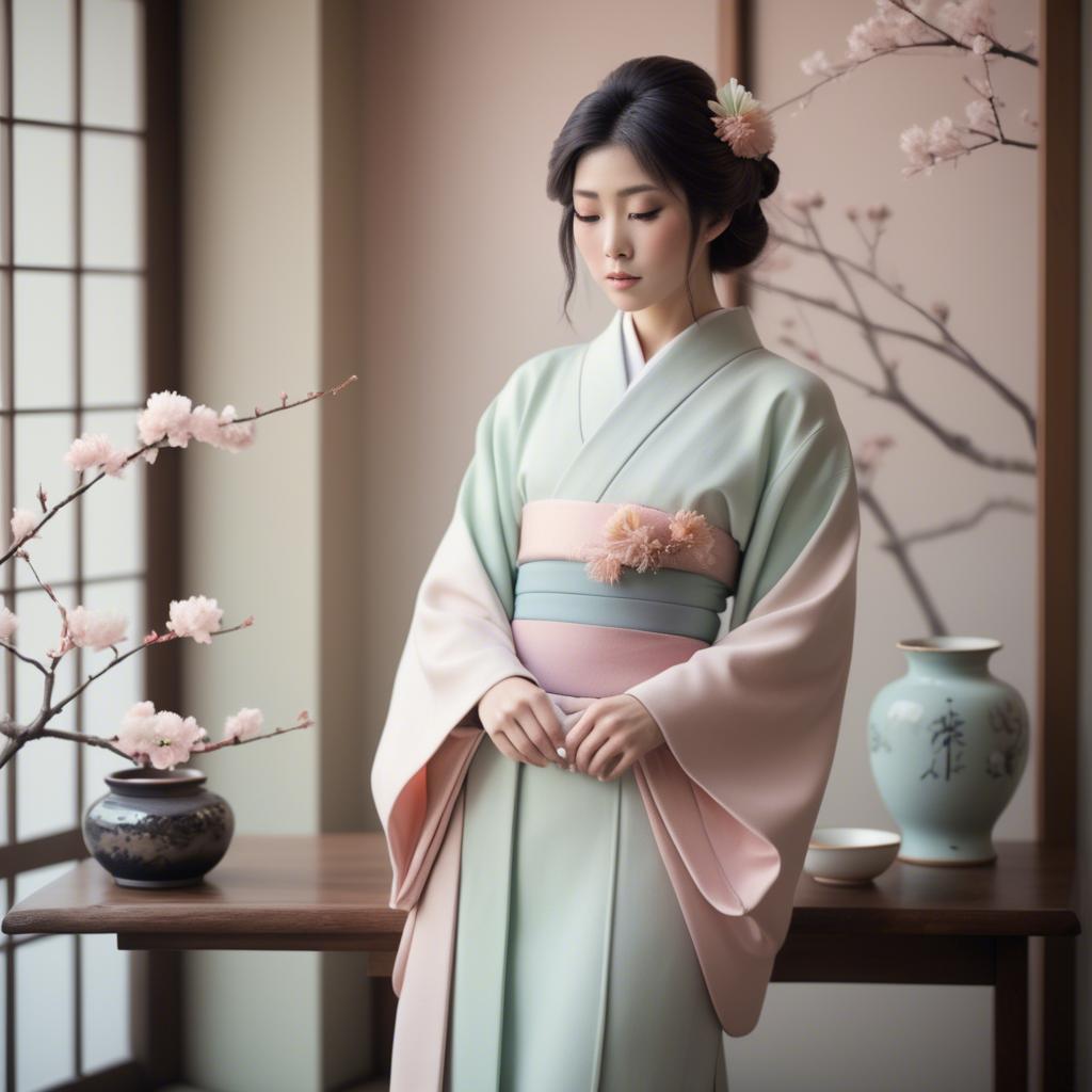 A stunning image of japanese elegance in soft pastel tones.