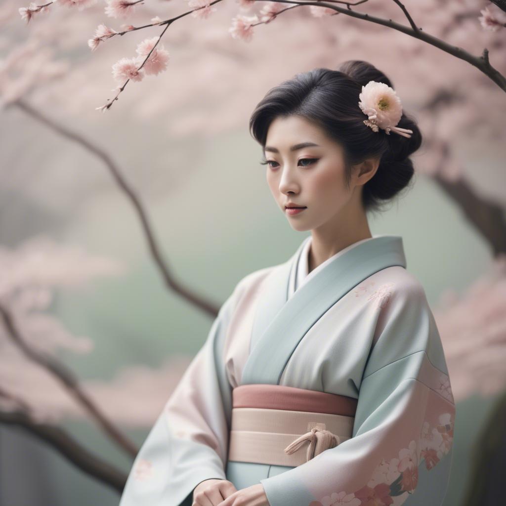 A stunning image of japanese elegance in soft pastel tones.