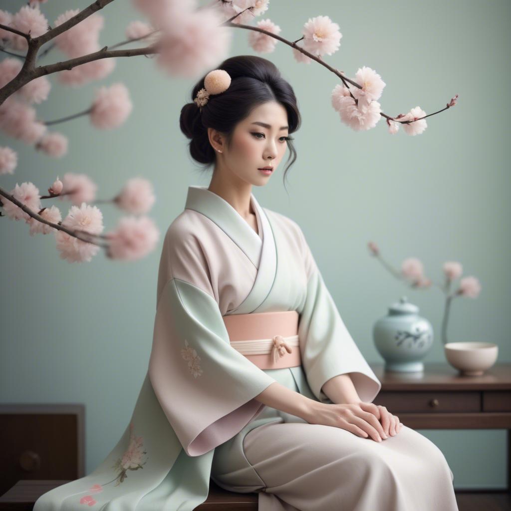 A stunning image of japanese elegance in soft pastel tones.