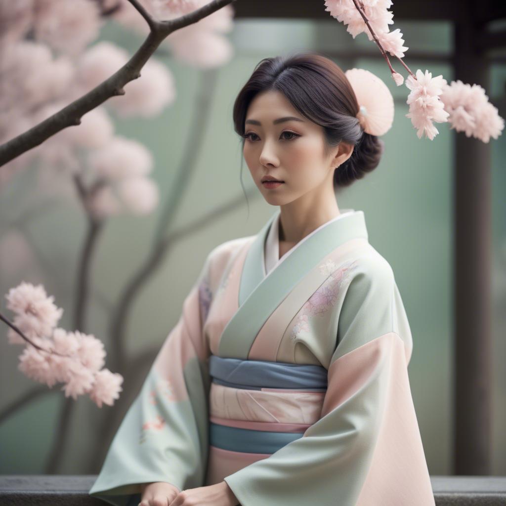 A stunning image of japanese elegance in soft pastel tones.