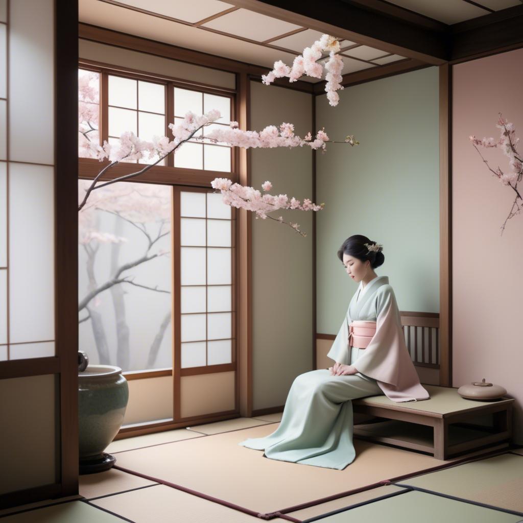 A stunning image of japanese elegance in soft pastel tones.