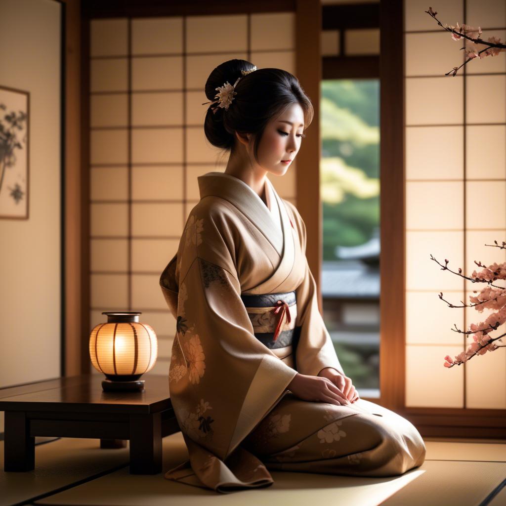 A stunning image of japanese elegance in warm lighting.