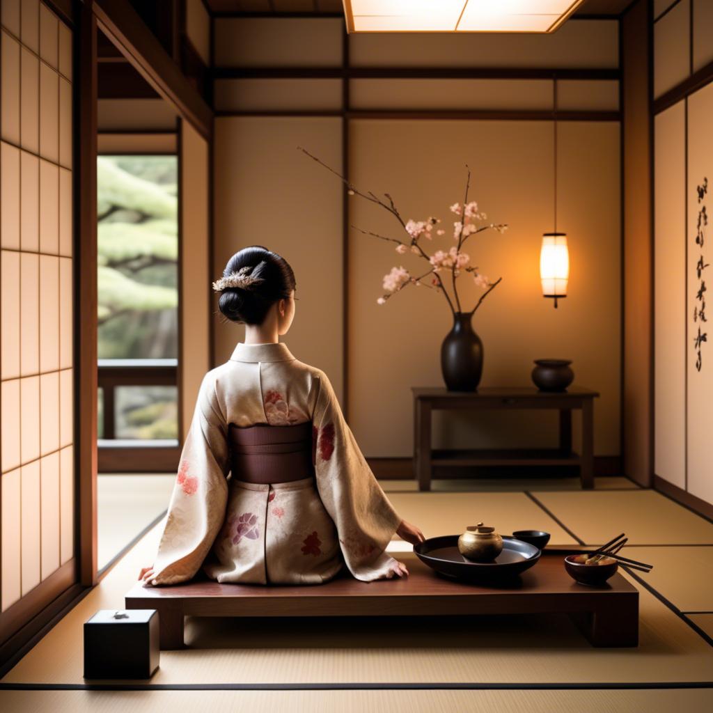 A stunning image of japanese elegance in warm lighting.
