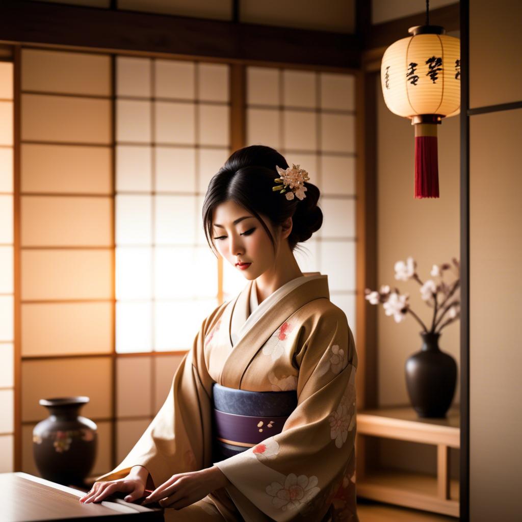 A stunning image of japanese elegance in warm lighting.
