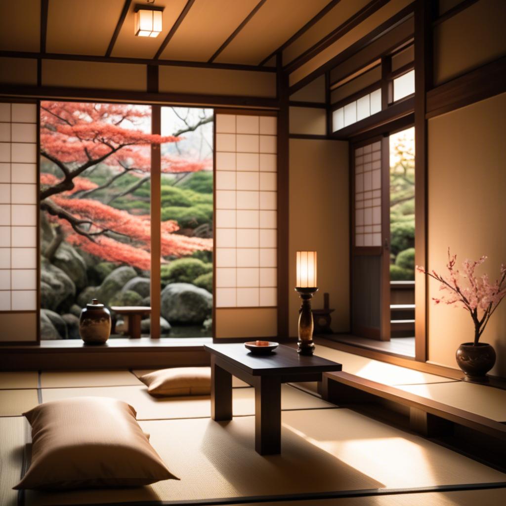 A stunning image of japanese elegance in warm lighting.