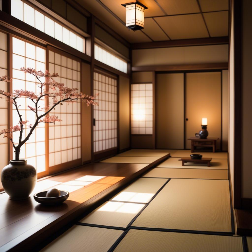 A stunning image of japanese elegance in warm lighting.
