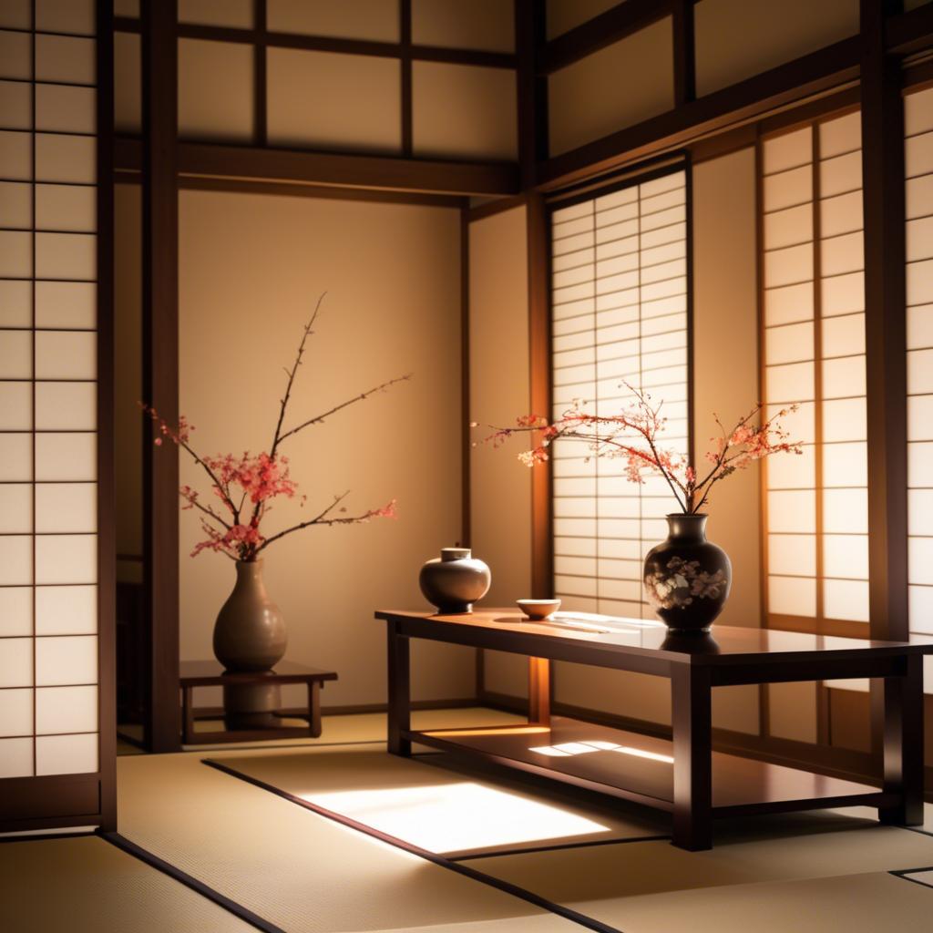 A stunning image of japanese elegance in warm lighting.