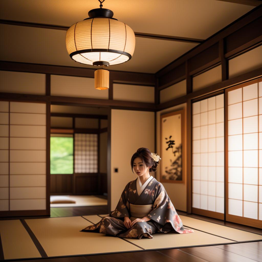 A stunning image of japanese elegance in warm lighting.