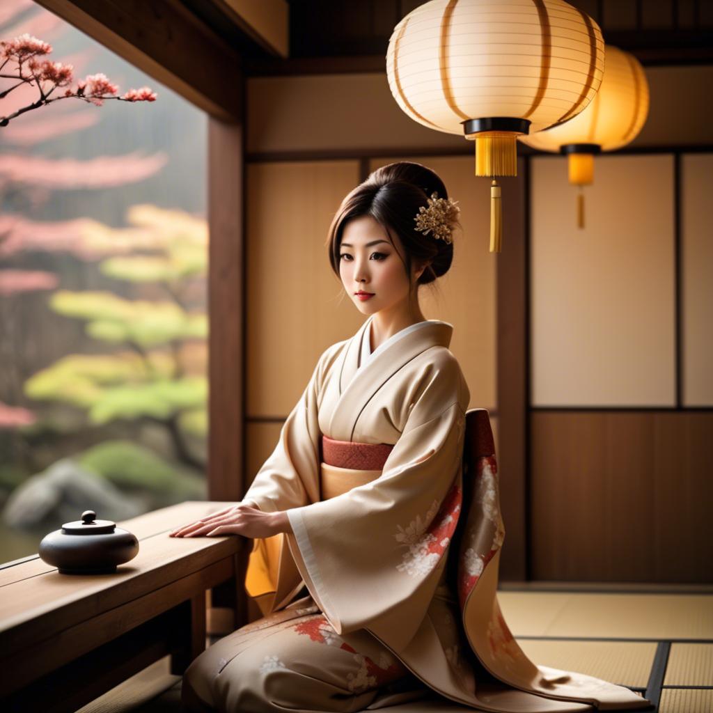 A stunning image of japanese elegance in warm lighting.