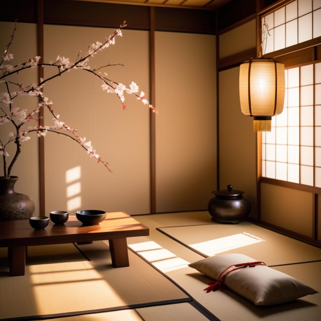 A stunning image of japanese elegance in warm lighting.