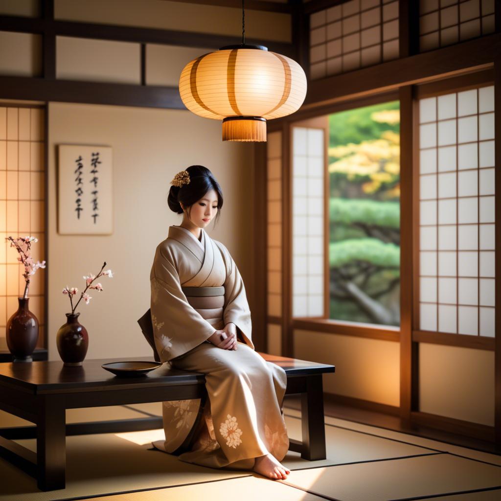 A stunning image of japanese elegance in warm lighting.