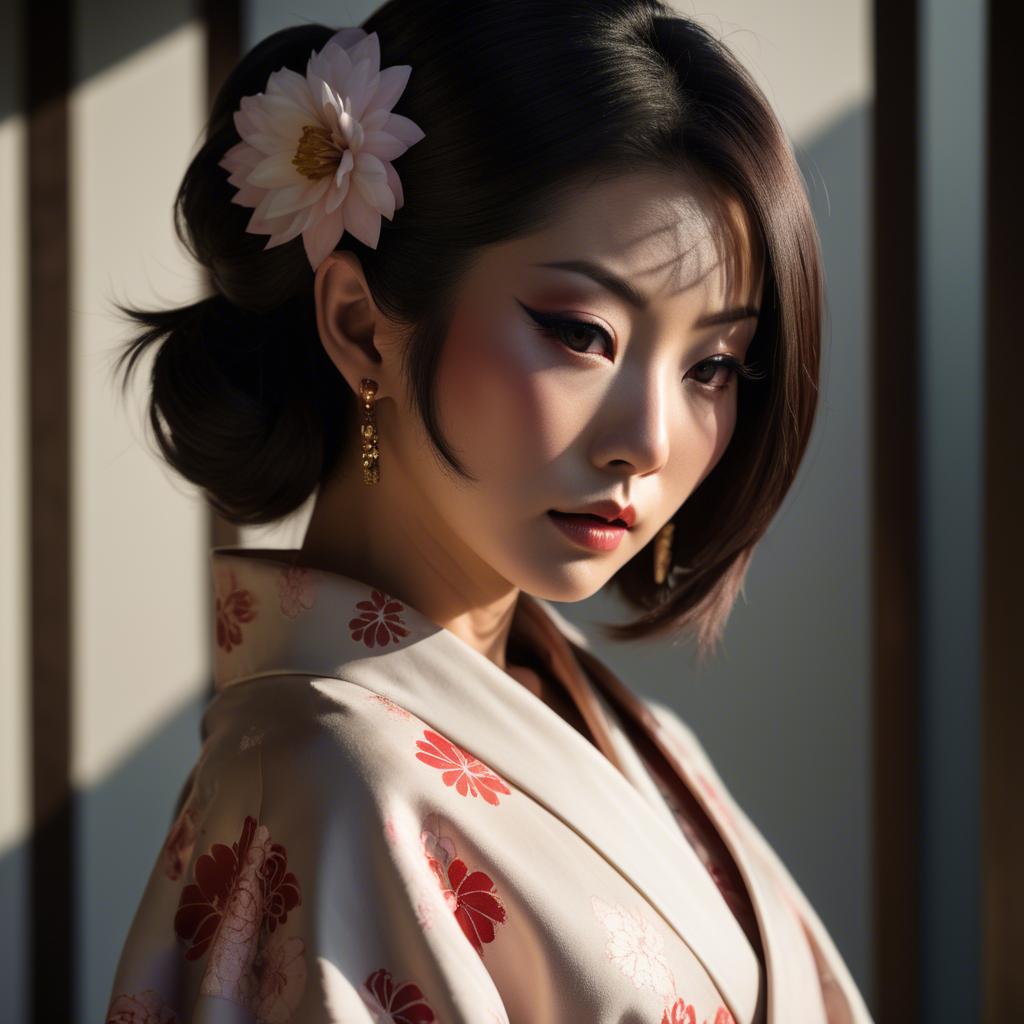 A stunning image of japanese glamour in soft shadows.