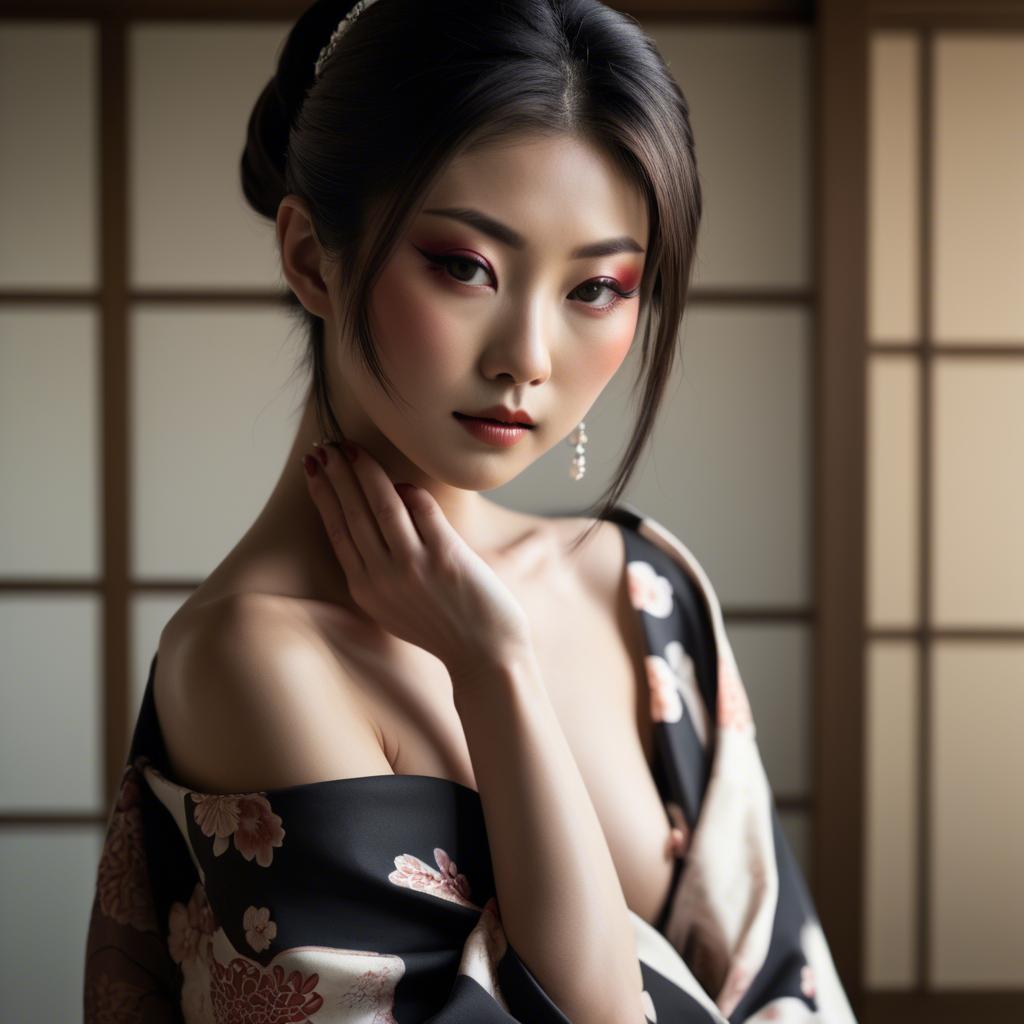 A stunning image of japanese glamour in soft shadows.
