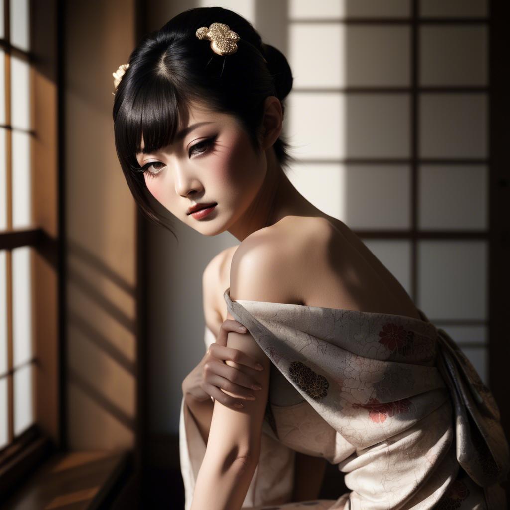 A stunning image of japanese glamour in soft shadows.