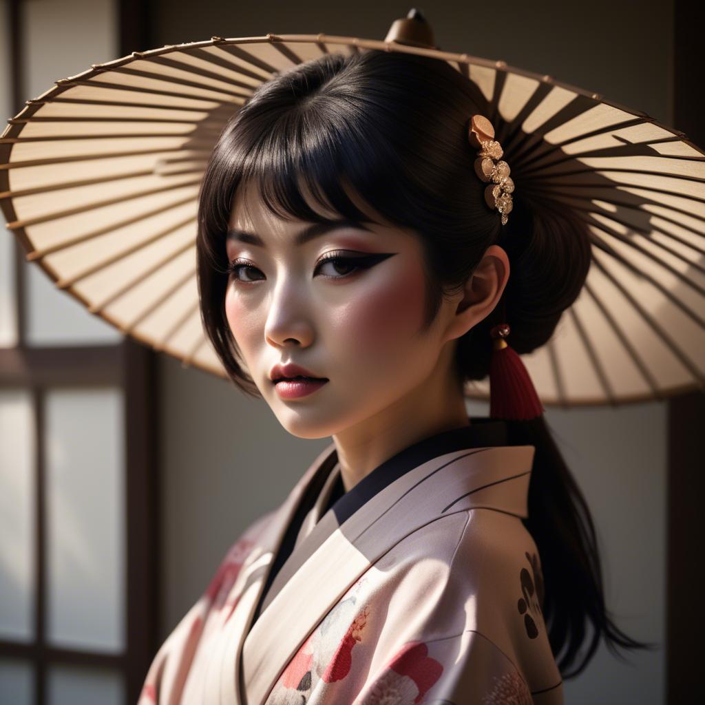 A stunning image of japanese glamour in soft shadows.