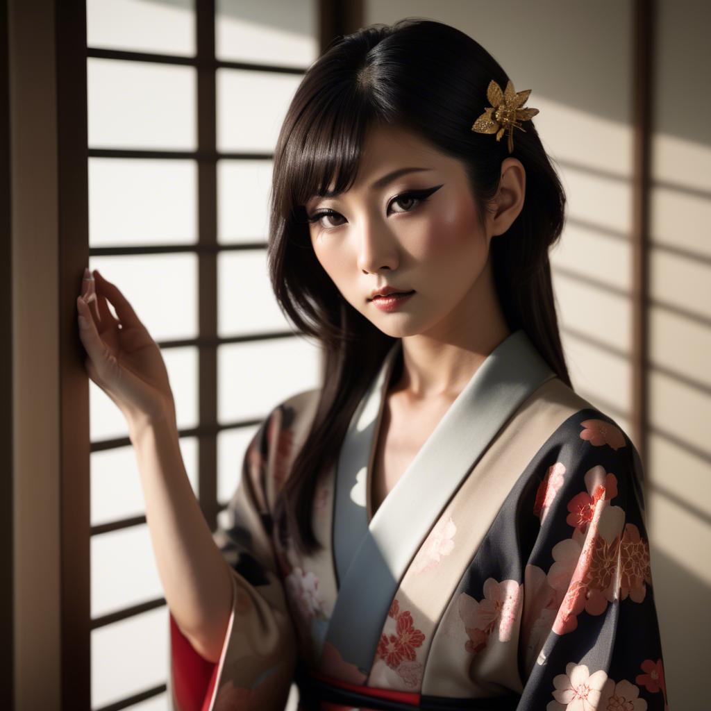 A stunning image of japanese glamour in soft shadows.