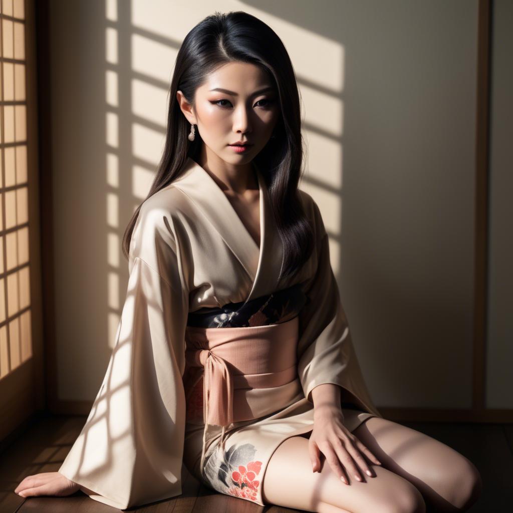 A stunning image of japanese glamour in soft shadows.
