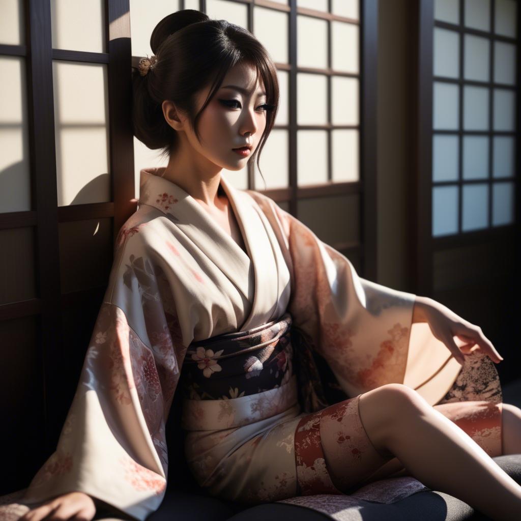 A stunning image of japanese glamour in soft shadows.