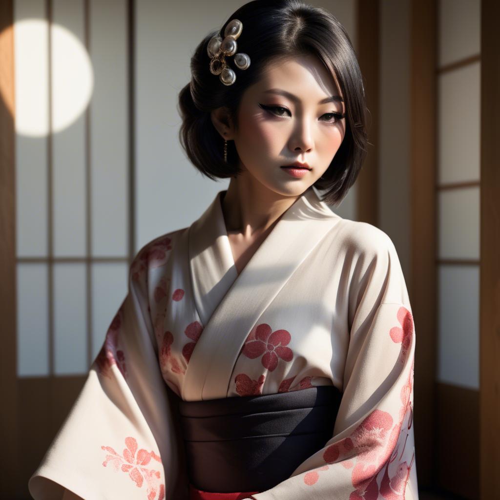 A stunning image of japanese glamour in soft shadows.