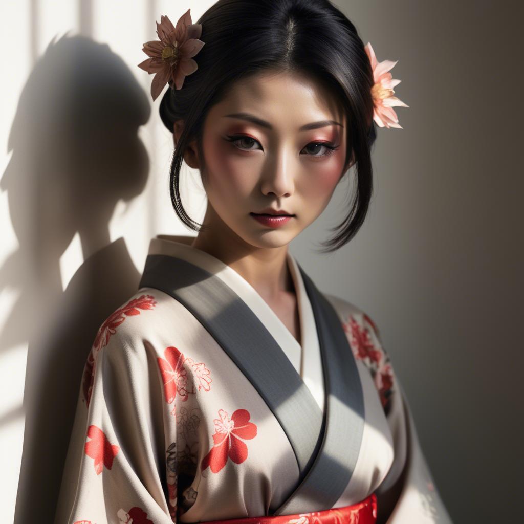 A stunning image of japanese glamour in soft shadows.