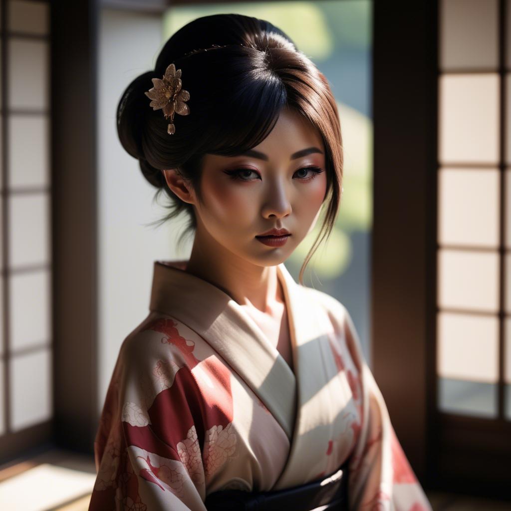 A stunning image of japanese glamour in soft shadows.