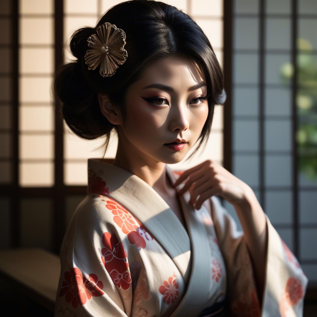 A stunning image of japanese glamour in soft shadows.