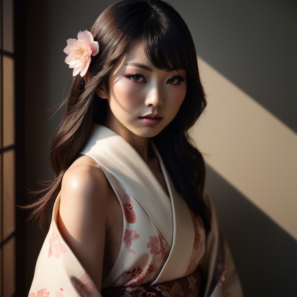 A stunning image of japanese glamour in soft shadows.