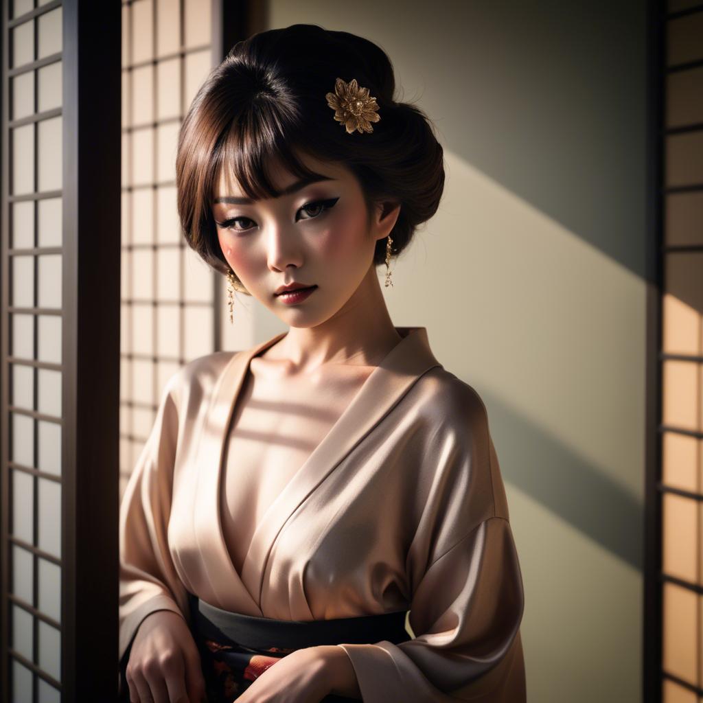 A stunning image of japanese glamour in soft shadows.