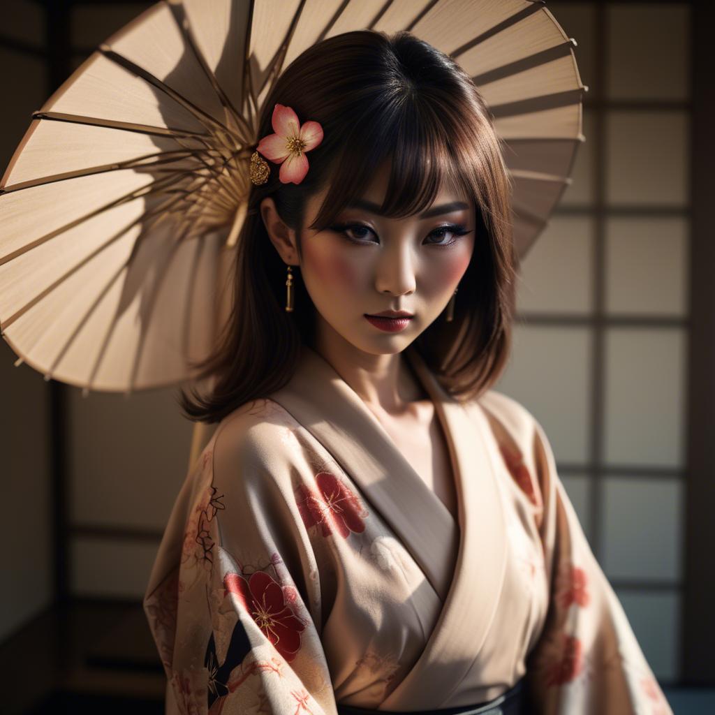 A stunning image of japanese glamour in soft shadows.