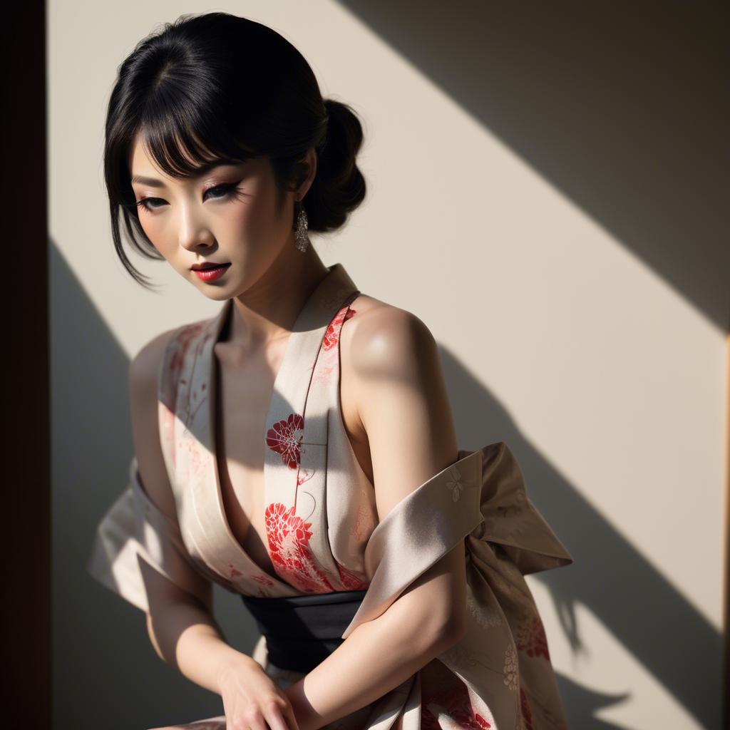 A stunning image of japanese glamour in soft shadows.