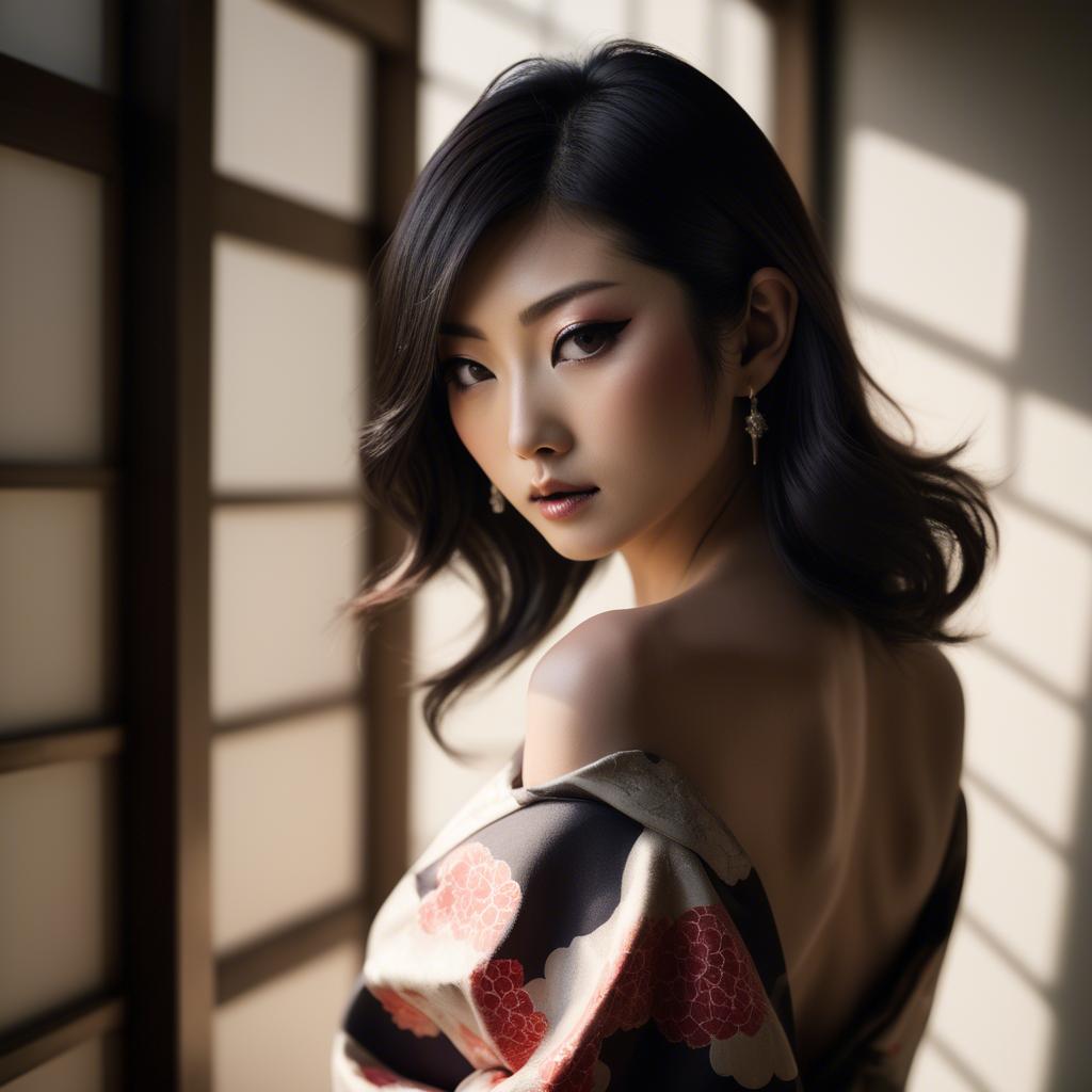 A stunning image of japanese glamour in soft shadows.
