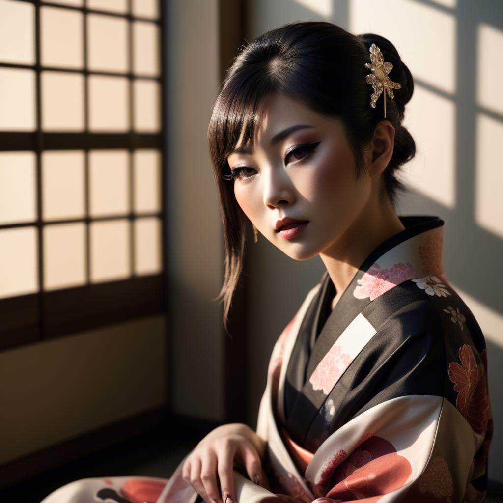 A stunning image of japanese glamour in soft shadows.
